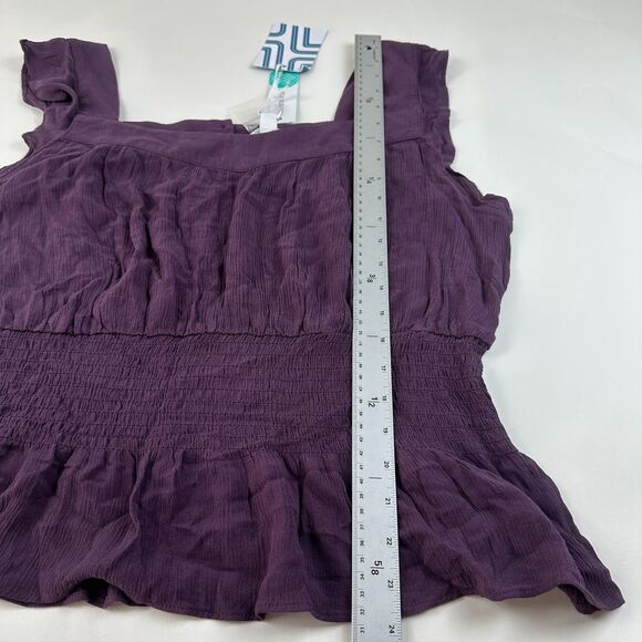 MARKET & SPRUCE Sleeveless Smocked Top XXL Burgundy Purple Boho Flutter Sleeve - Picture 8 of 10
